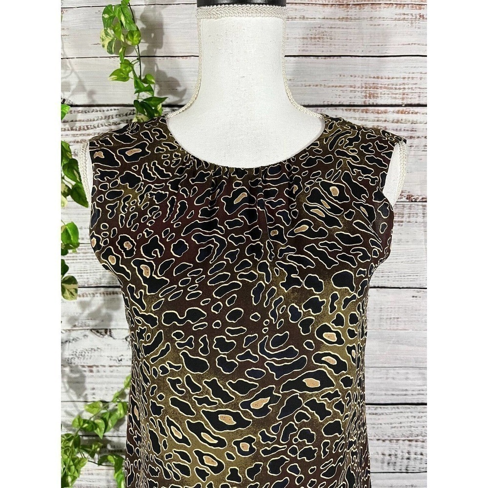 Tory Burch Blouse Tank size 2 Black Brown Cheetah Animal Sheer Cocktail Wedding - Picture 2 of 10